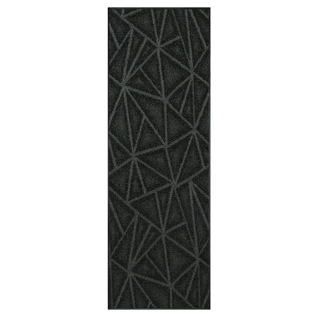 Furnish My Place Indoor Floor Rug - 4 ft. x 18 ft., Black, Geometrical Print, Customized Area Rug for Bedrooms, Hallways, Living Rooms