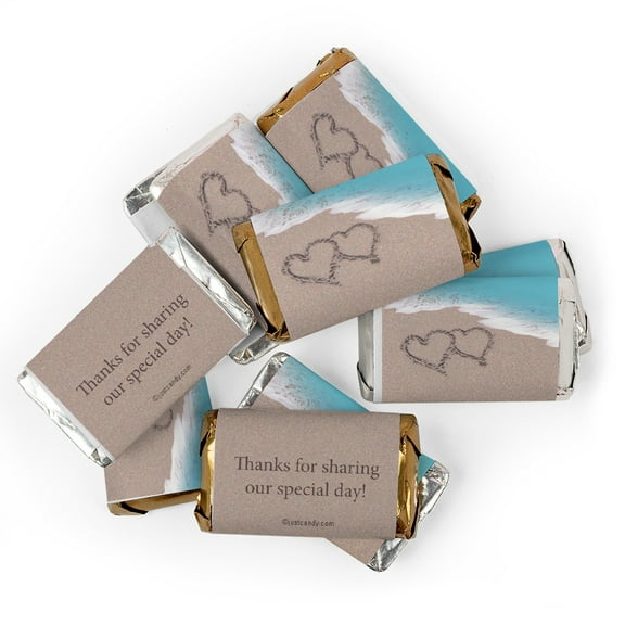 100ct Beach Wedding Mini Wrappers for Hershey's Miniatures (100 Pack) - Candy Not Included