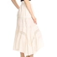 thumbnail image 3 of Sakkas Sally Bohemian Casual Mid Length Skirt with Crochet Lace Full Circle - Off White - One Size Regular, 3 of 5