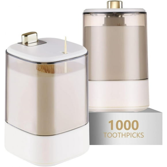 Toothpick Holder Dispenser2pcs Pop-up Automatic Toothpick Dispensers With 1,000 Toothpicks For Home Kitchen Restaurant, Thickening Toothpicks Containe