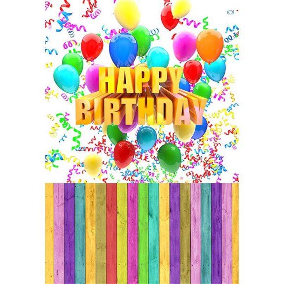 ABPHOTO Polyester 5x7ft Colorful Balloons Baby Kids Happy Birthday Backdrop for Photography Children Party Photo Booth Background Wooden Floor