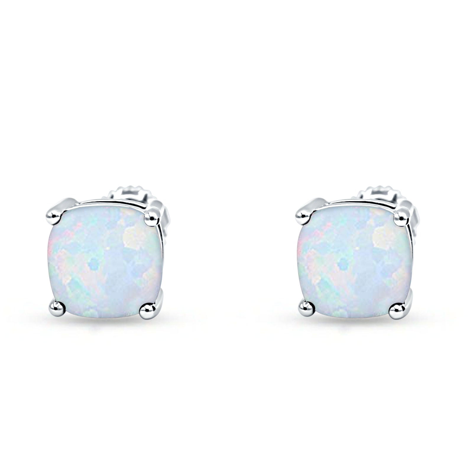 5mm Solitaire Screw Back Stud Earring Cushion Cut Solid 925 Sterling Silver