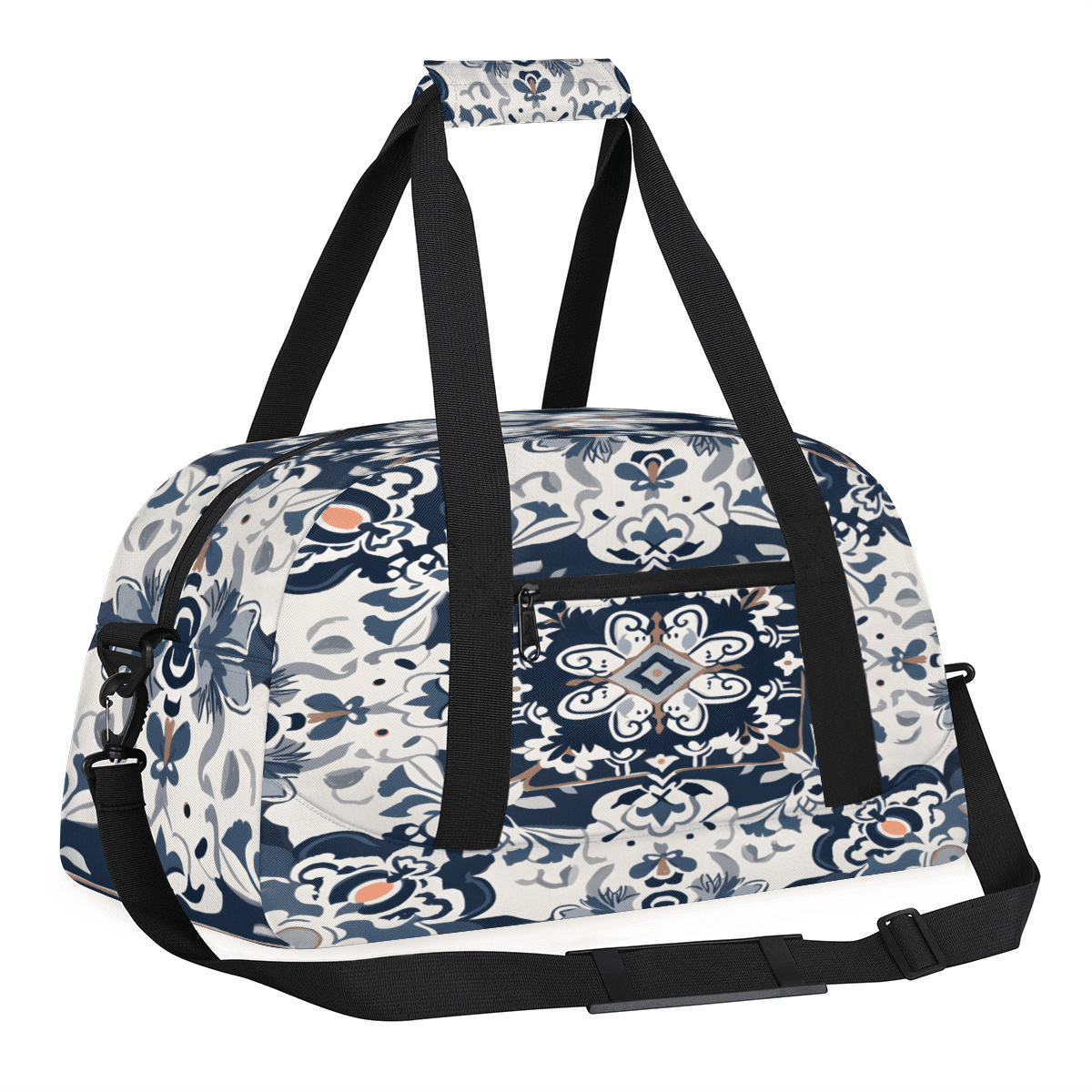 Herdesigns Boho Bohemian Sports Duffle Bag for Women & Men, Vintage Floral Gym Bag Dance Bag Overnight Bag Carry On Weekender Travel Bag