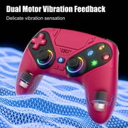 Gamrombo LED Wireless Controller for P5, Seven Light Colors Compatible with P5 Pro/Slim/PC, Dual Vibration, 3.5mm Audio Jack,Macro/Turbo Function, 6-Axis Motion Contro Gamepad with Speaker(Red)