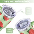 thumbnail image 5 of 40oz Cute Red Strawberry Stainless Steel Flip Straw Tumbler Spill Proof Travel Cup Double Wall Vacuum Insulated Coffee Mug with Top Handle, 5 of 6