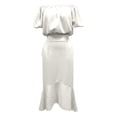 thumbnail image 5 of XIAOCHA Womens Summer Ruched Midi Dress Solid Off Shoulder Puff Sleeve Night Out Dresses, 5 of 5
