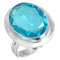 thumbnail image 1 of 925 Sterling Silver Ring For Women - Men Blue Quartz Gemstone Silver Ring Size 5.5 December Birthstone Elegant Silver Ring Size 5.5 Birthday Gift For Wife 925 Silver Gemstone Jewelry, 1 of 5
