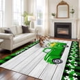 thumbnail image 2 of Large Area Rugs for Living Room Bedroom, St. Patrick's Day 8'x10' Rug Washable Carpet Runner Indoor Outdoor, Spring Lucky Grass Truck Gray Wood Plaid Non Slip Floor Mats Rug for Kitchen, Patio, 2 of 8