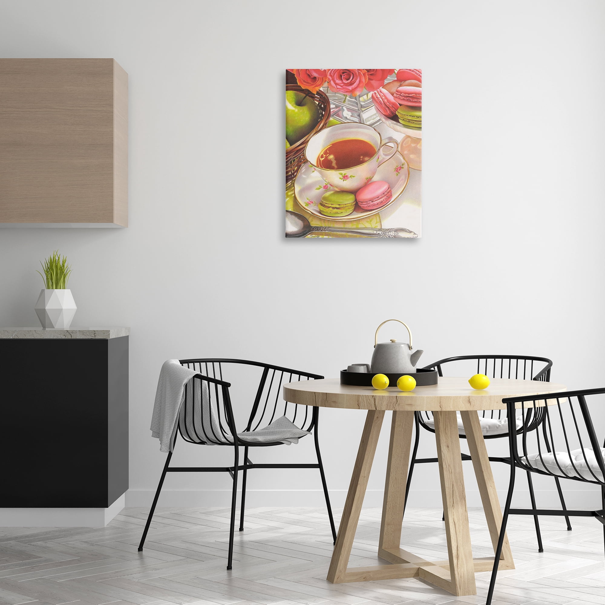 Stupell Industries Tea with Macarons Food & Beverage Painting Gallery Wrapped Canvas Art Print Wall Art, 24 x 30