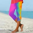 thumbnail image 2 of Summer Capris Pants for Women Athletic Tight Tie-Dying Print Elastic Waist Trousers Lightweight Workout Slimming Bottoms, Multicolor, XXXL, 2 of 5