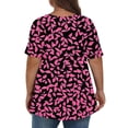 thumbnail image 3 of Plus Size 4X Women's Short Sleeve Tops Sale Under $10 Summer Casual Loose Print Blouse, 3 of 5