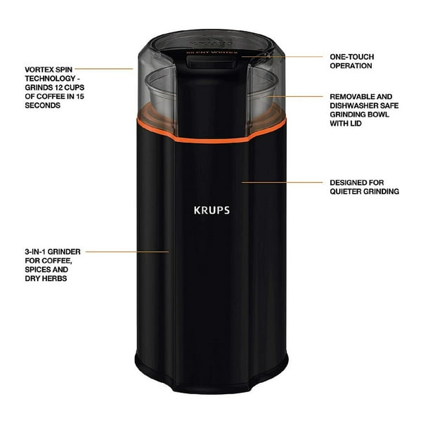 KRUPS Silent Vortex 12 Cup Coffee Grinder Black - Office Depot