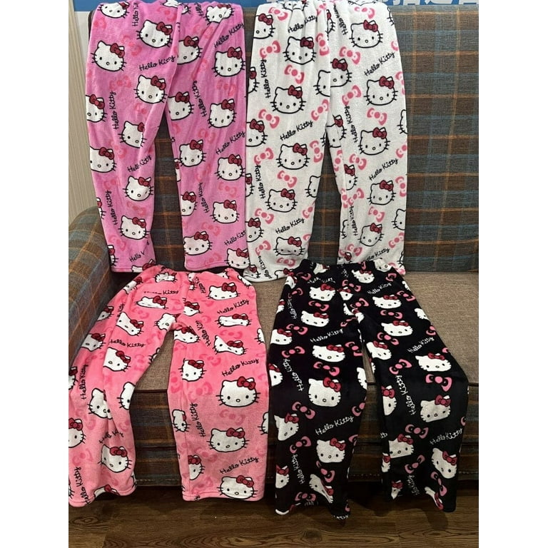 2023 Nouveau Sanrio Hello Kitty Pyjama Noir Rose Anime Flanelle Femmes  Chaud Laine Blancdessin animé Casual Pantalon À La Maison Pantalon De Mode  D'automne