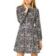 thumbnail image 1 of INSPIRE CHIC Robe Léopard Évasée et Plissée Ligne A pour Femme Bleu Marine G (US 14), 1 of 6