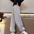 thumbnail image 2 of Tranfacy Girls 5-15 Years Fall Pants Solid Sports Sweatpants Elastic Waist Jogger Casual Trousers, 2 of 5