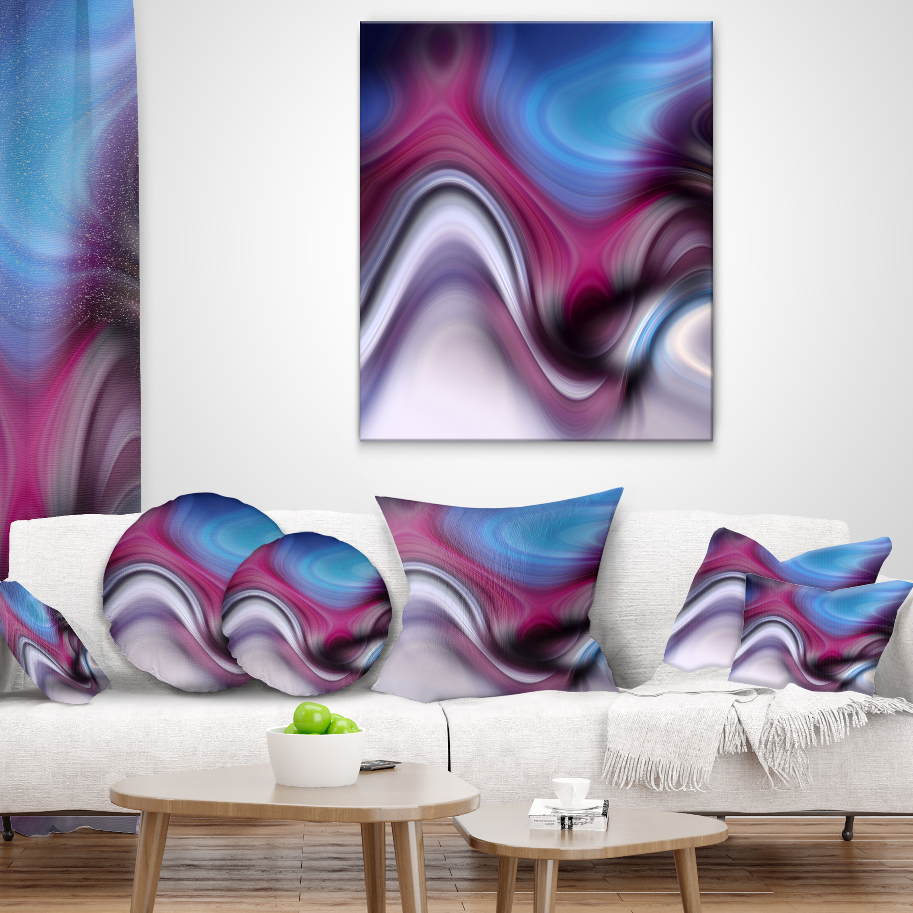 Designart Beautiful Texture of Blue Purple - Abstract Throw Pillow - 18x18