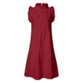 thumbnail image 3 of Uhndy Women's Sleeveless Ruffles Dress Loose Minidress Casual Summer Dress Red XL, 3 of 6