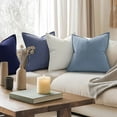 thumbnail image 6 of Throw Pillows for Couch Set of 2, Yamaziot 18" x 18" Decorative Pillow Accent Cushion for Sofa Bed Living Room, Solid Gray Blue Chenille, 6 of 9