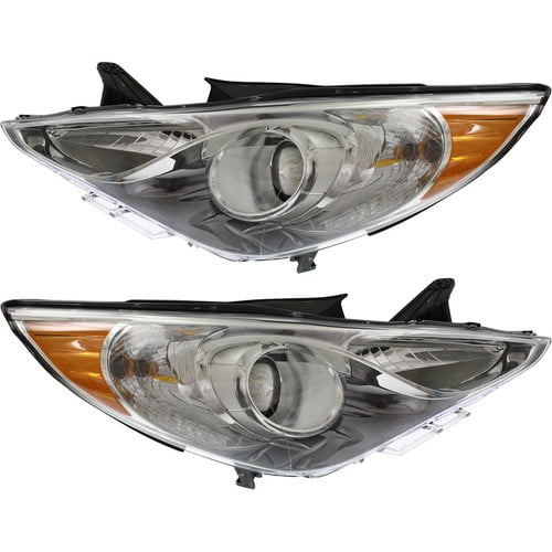 Left Right Headlights For Hyundai Sonata 2011-2014 Halogen w/ Bulb/s CAPA Chrome