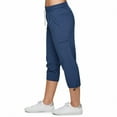thumbnail image 4 of Clearance Hontri Womens Business Casual Pants Active Women's Relaxed Lightweight Woven Cargo Capri Pant, 4 of 7