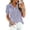 BP44_Blue, variant on Women Short Puff Sleeve Button Down Shirts Striped Plaid Ruffle Stand Collar Shirt Summer Tops Casual Work Blouses White XL
