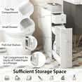 thumbnail image 6 of Topbuy Slim Bathroom Storage Cabinet Freestanding Toilet Paper Holder with Slide Out Drawers for Small Spaces White, 6 of 7
