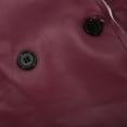 thumbnail image 7 of ClodeEU Womens Mid Long Fleece Lined Faux Leather Coat With Pockets,Winter Warm Lapel Button Coat Red,Womens Plus M, 7 of 7