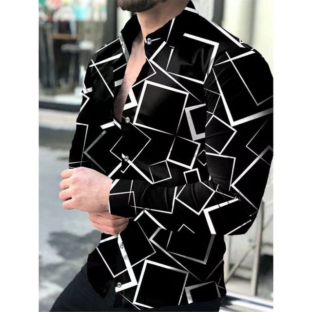 Camisa de solapa para hombre, primavera y verano, informal, con estampado de cuadros y rayas de calle, material suave, transpirable, nueva oferta, talla grande