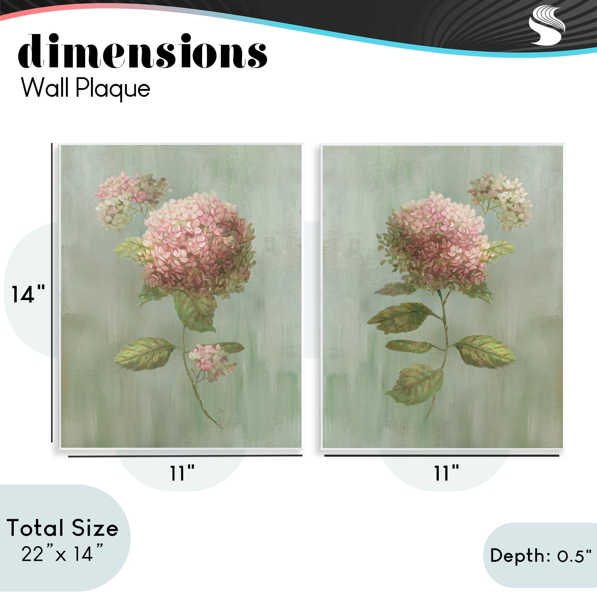 Stupell Industries Aged Pink Hydrangeas 2 Piece Wall Plaque Art Set, design by Nan