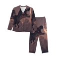 thumbnail image 1 of Balery Dinosaur Moonlit Forest Conjunto de Pijama con Estampado para Mujer, Conjunto de Dos Piezas con Manga Larga, Ropa de Dormir Suave con Bolsillos, Pijamas Cómodos-Large, 1 of 7