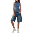 thumbnail image 2 of Women'S Striped Tank Top Boat Neck Sleeveless Crop Tops Summer Slim Fit Tops Blue S, 2 of 9