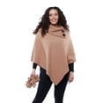 thumbnail image 3 of Le Moda Women’s Shawl Collar Pleated Fleece Poncho One Size Fits All, 3 of 13