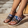 thumbnail image 1 of Cameland Women's New Foreign Trade Plus-size Retro Strap Patchwork Color Clip Toe Miter Beach Slippers, 1 of 7