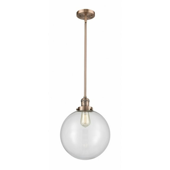 Innovations Lighting Franklin Restoration Beacon - 1 Light 12" Stem Hung Mini Pendant Clear/Antique Copper