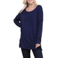 thumbnail image 1 of Doublju Women's Long Sleeve Round Neck Loose Fit Knit Sweater with Plus Size, 1 of 2