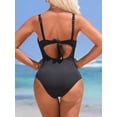 thumbnail image 6 of Sociala Ribbed V Neck One Piece Swimwear for Womens Tummy Control Monikini Swimsuit, 6 of 6