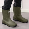 thumbnail image 5 of Mens Waterproof Mid Calf Fishing & Tide Pool Rain Wellies Slip Resistant Thick Rugged Sole Rubber Booties, Durable Footwear for Beach Wading, Farming, Outdoor Rainy Activities Green A, 5 of 6