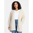 thumbnail image 2 of Time and Tru Women's Open Front Cardigan Sweater with Long Sleeves, Sizes XS-XXXL, 2 of 6