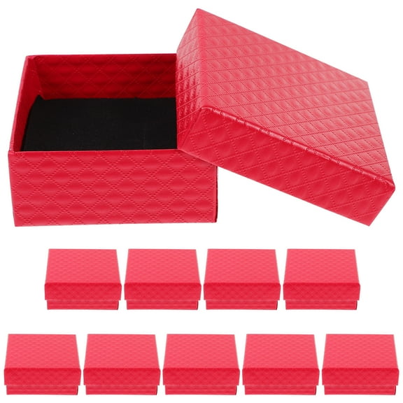 PAMINGONO 10Pcs Red Square Jewelry Box for Necklace Chains Bulk Storage