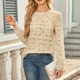 thumbnail image 5 of Mohiass Women Eyelet Long Sleeve Tops Shirts Dressy Hollow Out Crochet Lace Embroidered Blouses 2025 Fashion Cute Going Out Shirts Khaki M, 5 of 6