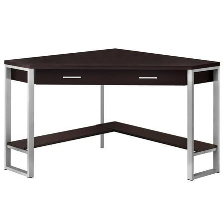 UPC: 0680796017767 | Monarch Specialties 42 in. Cappuccino Corner & Silver Metal Computer Desk