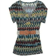 Susie Rose Juniors' Plus V-Neck Dolman Top with Belt