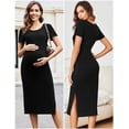 thumbnail image 5 of Ekouaer Maternity Dress Rib Knit Short Sleeve Bodycon Dresses Casual Stretchy Pregnancy Clothes, 5 of 6