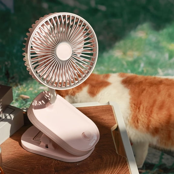 Summercome Clip on Mini Fan, Small Portable Fan USB Rechargeable, Quiet Personal Desk Baby Stroller Fan, 3 Speeds Clip Fan with Flexible Neck, Great for Bed Office Car Dorm Travel Camping Beach (Pink)
