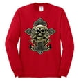 thumbnail image 2 of Wild Bobby, Brotherhood Biker Motorcycles Cross and Skull Pop Culture Mens Long Sleeve Shirt, Red, Small, 2 of 3