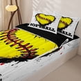 thumbnail image 3 of Homewish Kids Softball Zipper Full Size Comforter Sets with Fitted Sheet and 2 Pillowcases,Sports Themed Zipper Bedding Set For Boys Girls,Black Reversible,4-Piece, 3 of 7