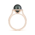 thumbnail image 2 of ANGARA Tahitian Cultured Pearl Halo Ring with Milgrain in 14K Rose Gold for Women | June Birthstone, Birthday, Anniversary, Jewelry Gift for Women | Pearl Ring, 2 of 5