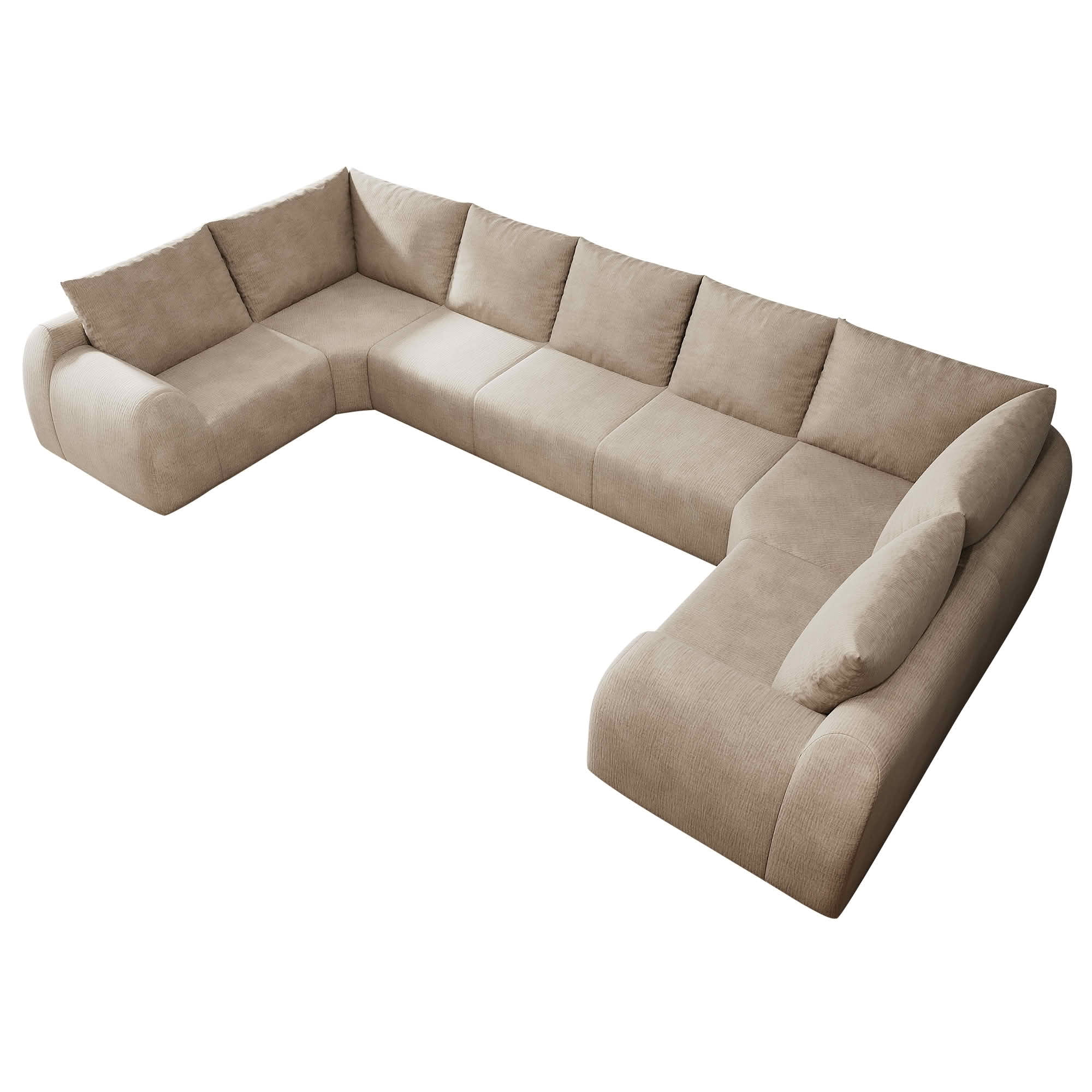 MAYEERTY 161.9" 7 Seats U Shaped Modular Cloud Sectional Sofa, Vacuum Compressed Chenille Couch, No Assembly Required Oversized Fabric Sofa