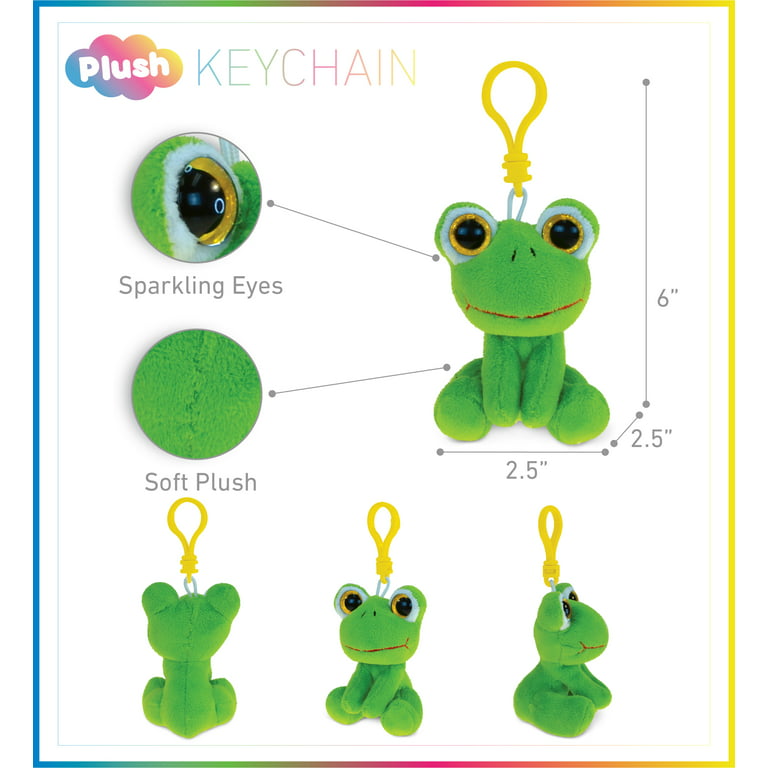 Puzzled Frog 6-Inch Soft Stuffed Plush Big-Eye Backpack Clip