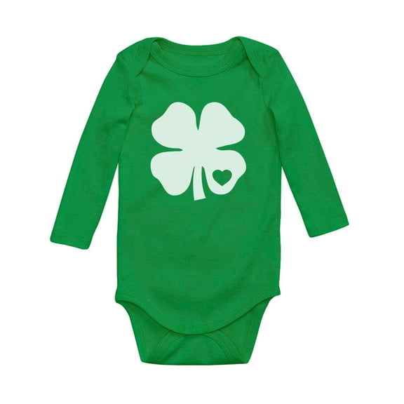Tstars Boys Unisex Clover Heart Infant Outfit St Patricks Day Irish Shamrock St Patricks Day Cute Shirts Gift for Boys Irish Shirt Pride Proud Irish Baby Long Sleeve Bodysuit